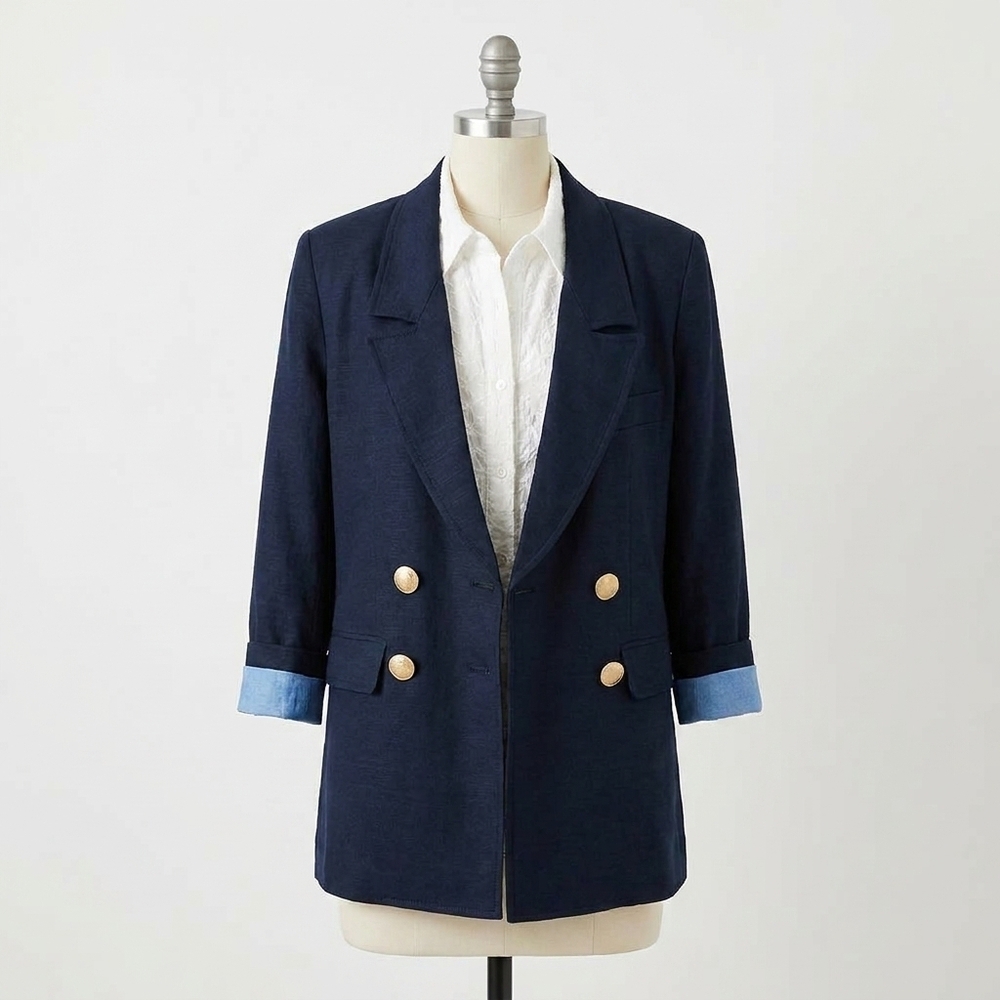 NEW SMYTHE oversized double breasted button front blazer in navy